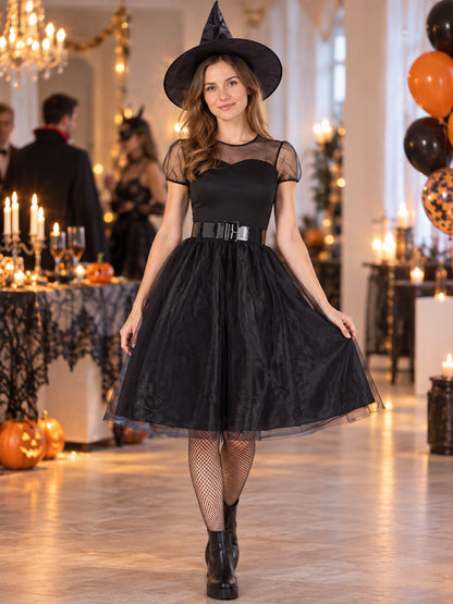 Black Witch Costume with Dress, Hat, and Belt