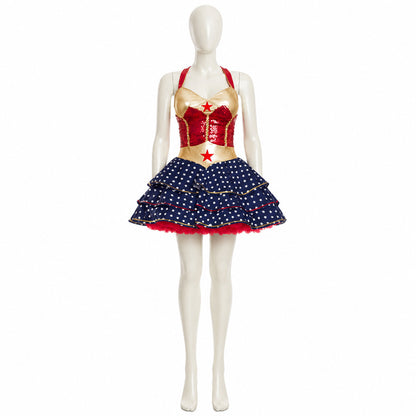 Halloween Dress with Red Star and Blue Skirt lifestyle