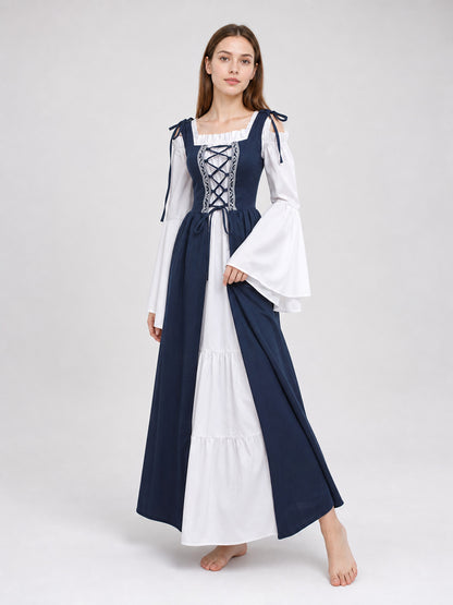 Medieval-Style Dress with a Square Neckline