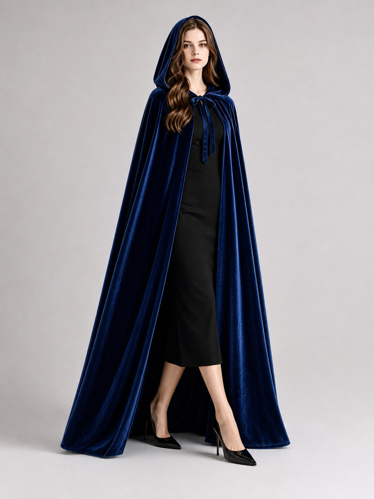 Blue Carnival Cloak with Hood, 110 cm