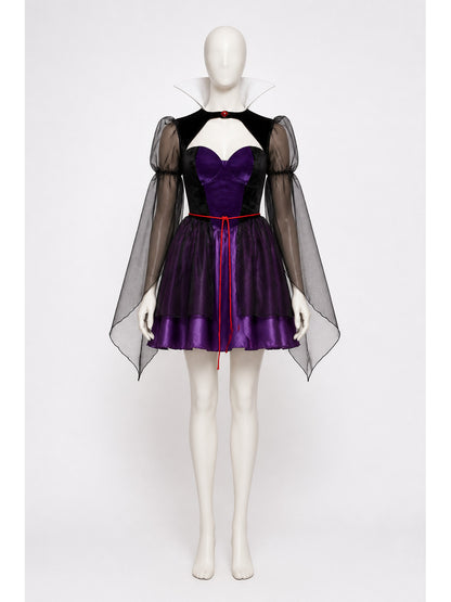 Retro Purple Dress with Corset and Cape