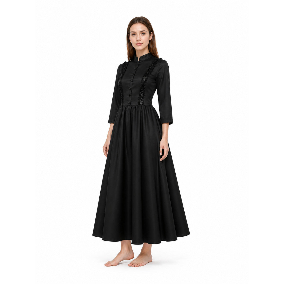 High-Neck Long-Sleeve Dress