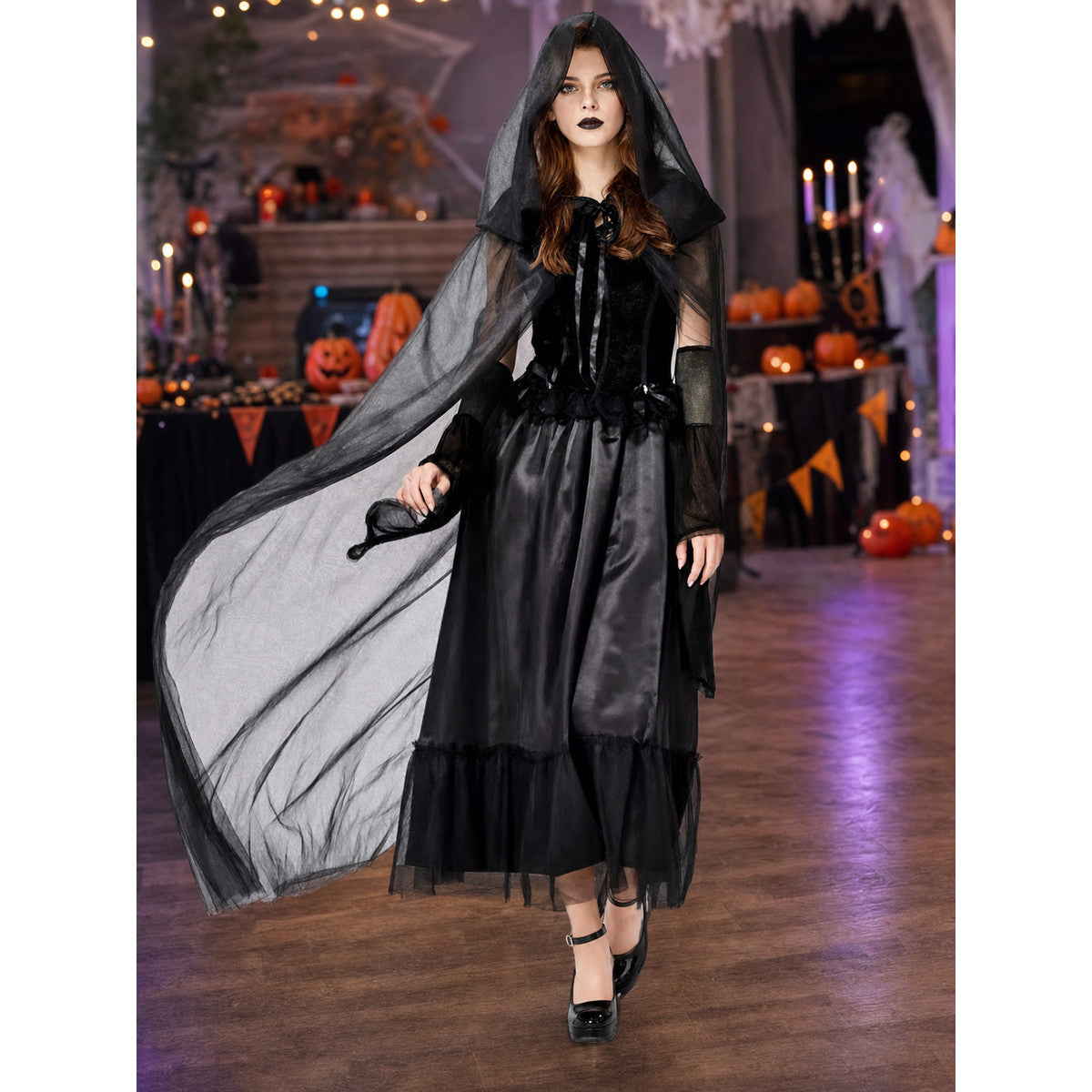 Women's Gothic Hooded Dress Costume lifestyle