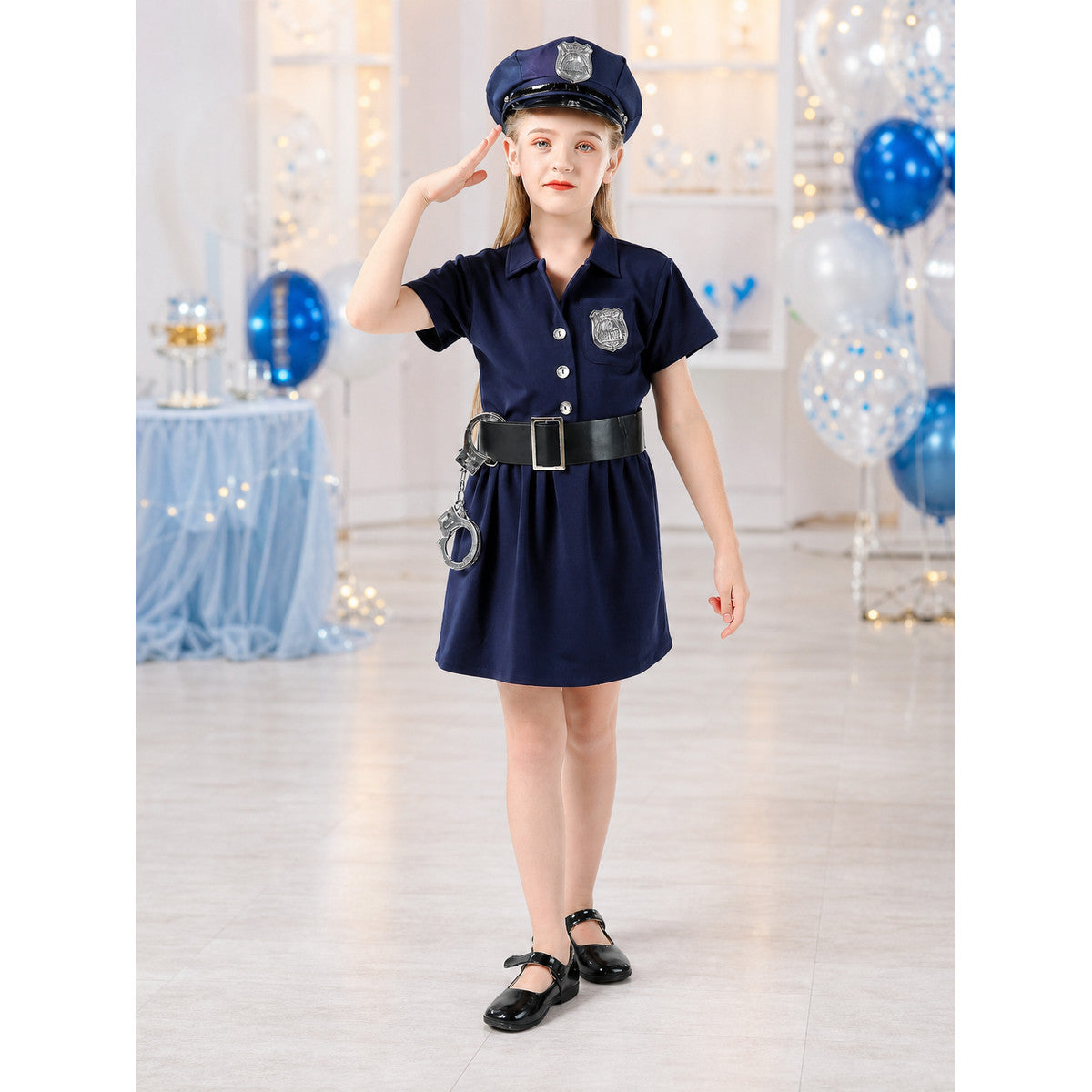 Police-Style Carnival Dress with Headwear