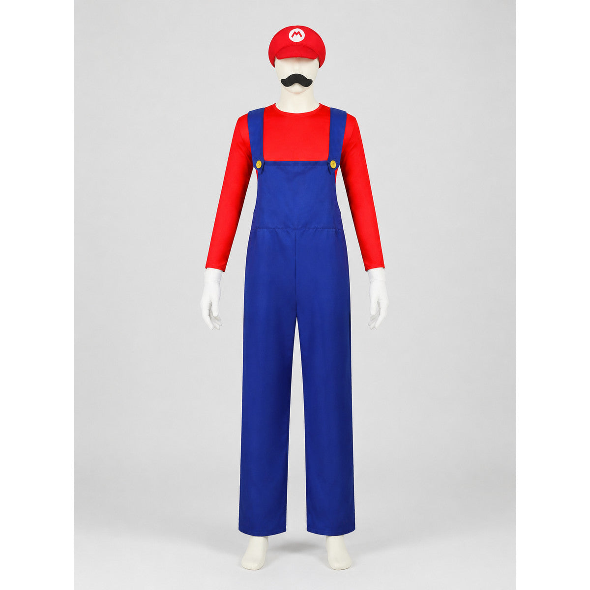 Mario Costume: Jumpsuit, Cap, Mustache, Gloves Costume Headwear detail