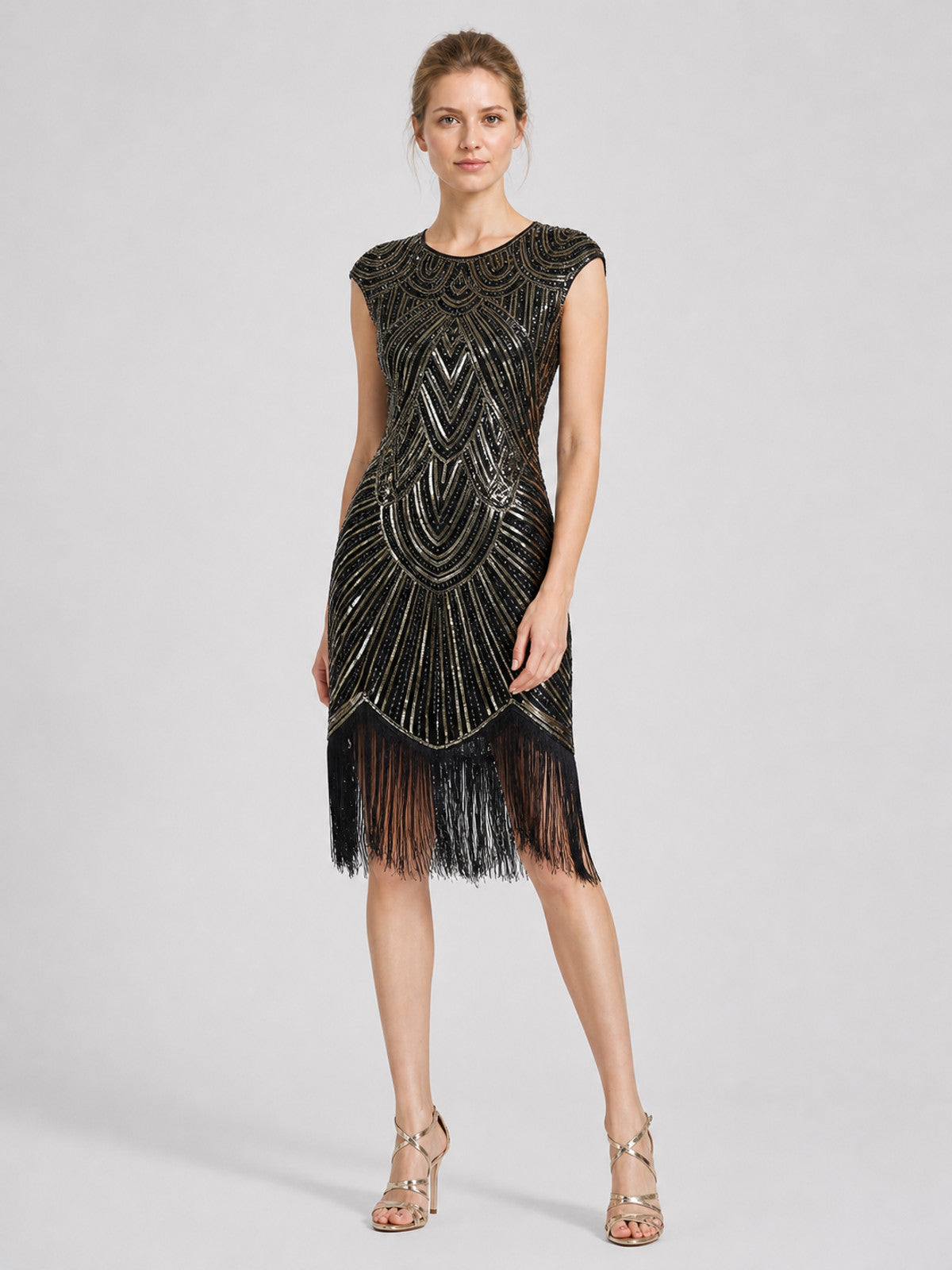 Sequin Dress with Long Fringe, Midi, Fitted Costume Dresses detail