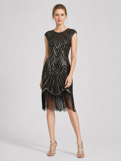 Sequin Dress with Long Fringe, Midi, Fitted Costume Dresses detail