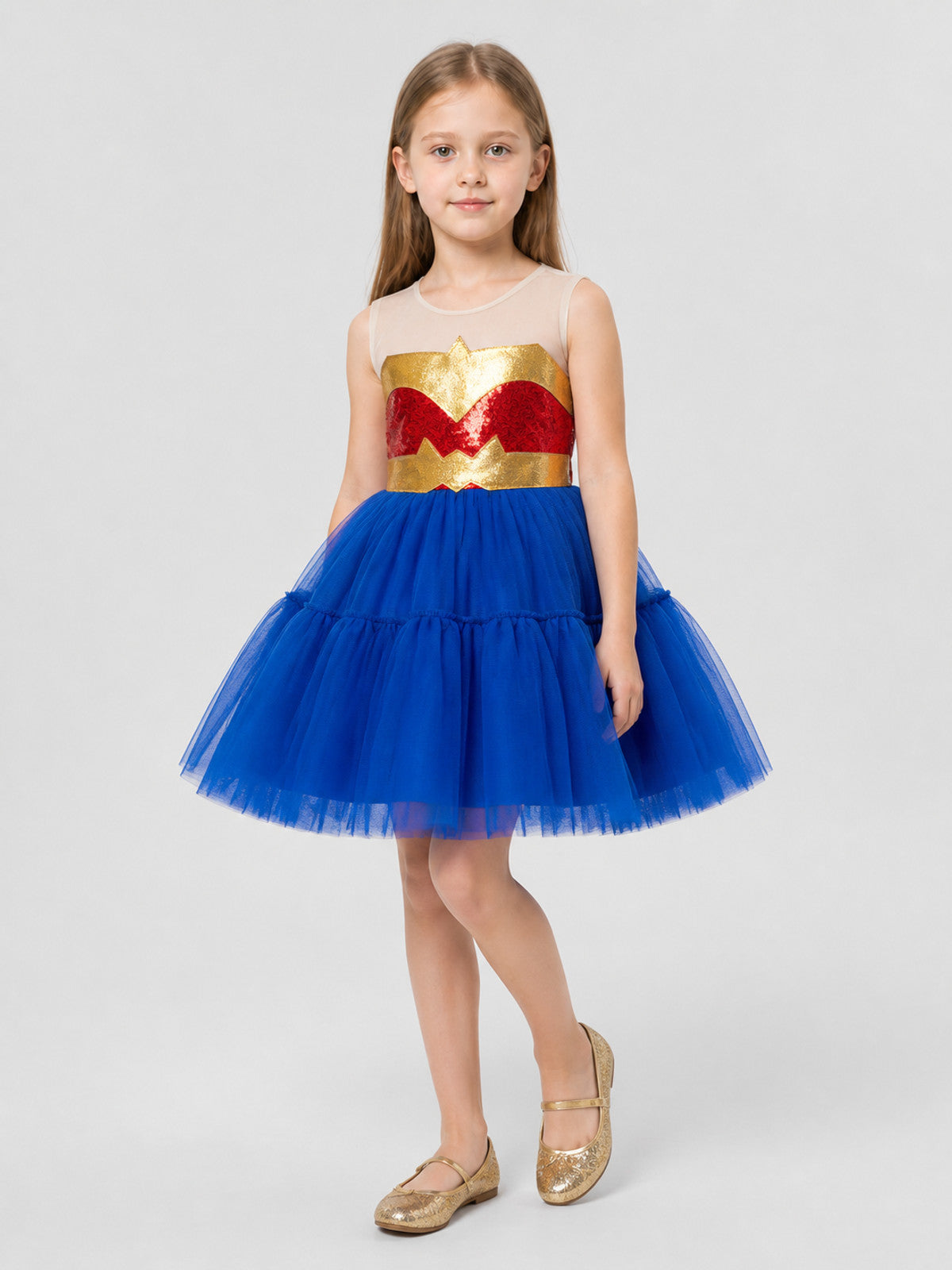Captain America-Inspired Carnival Tutu Dress for Cosplay with a Tulle Skirt