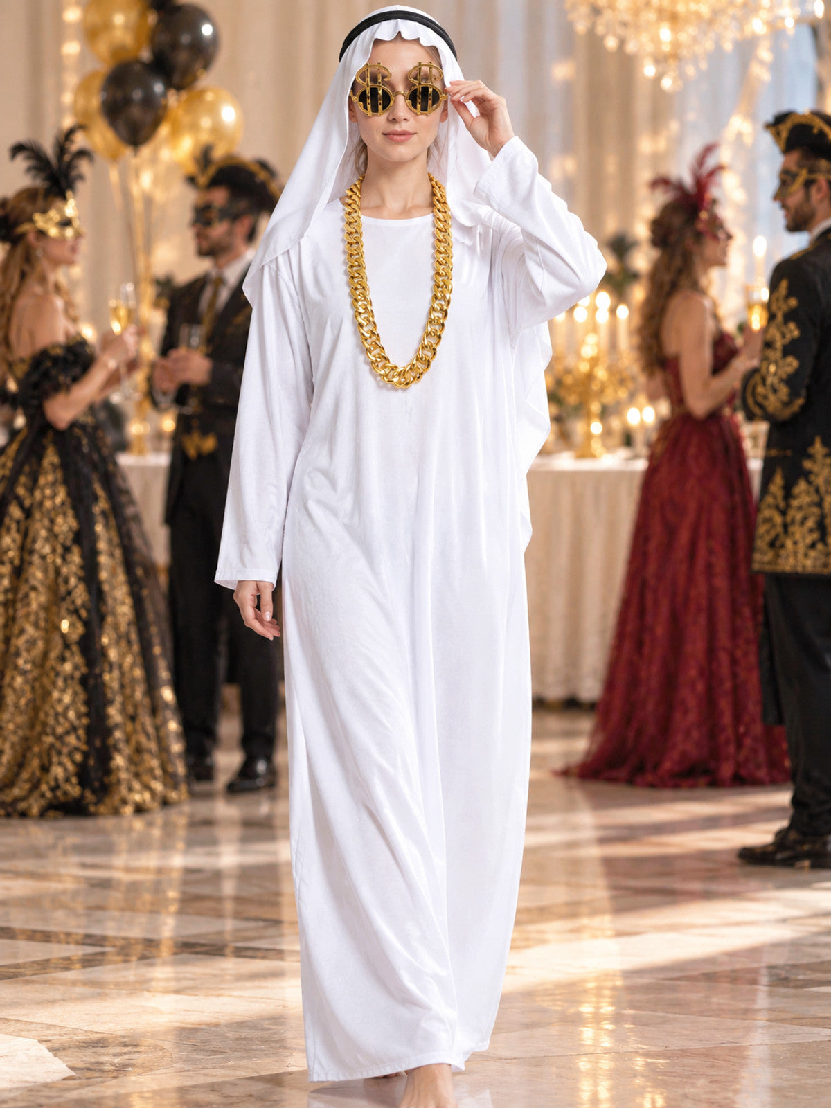 Eastern Carnival Costume with Glasses and Chain lifestyle view
