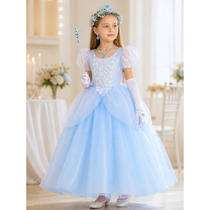 Blue Cinderella Costume for Halloween and Cosplay lifestyle view