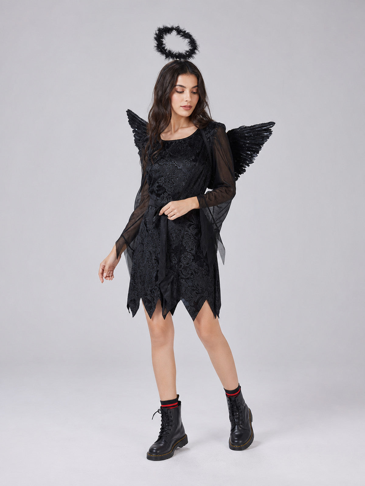 Dark Angel Costume with Wings and Black Halo Costumes detail