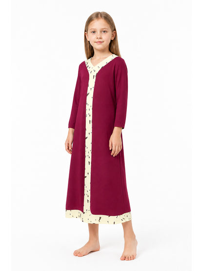 Pomni Cosplay Dress, Long Sleeves, Burgundy and Cream