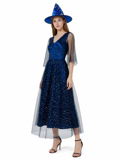 Dark Blue Halloween Costume with Hat Costume Headwear detail