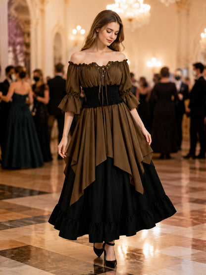 Medieval Off-the-Shoulder Lace-Up Dress lifestyle view