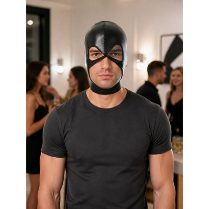 Black Halloween Mask with Open Eyes for Cosplay lifestyle view