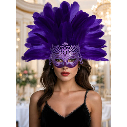 Carnival Headpiece with Feathers and Mask lifestyle