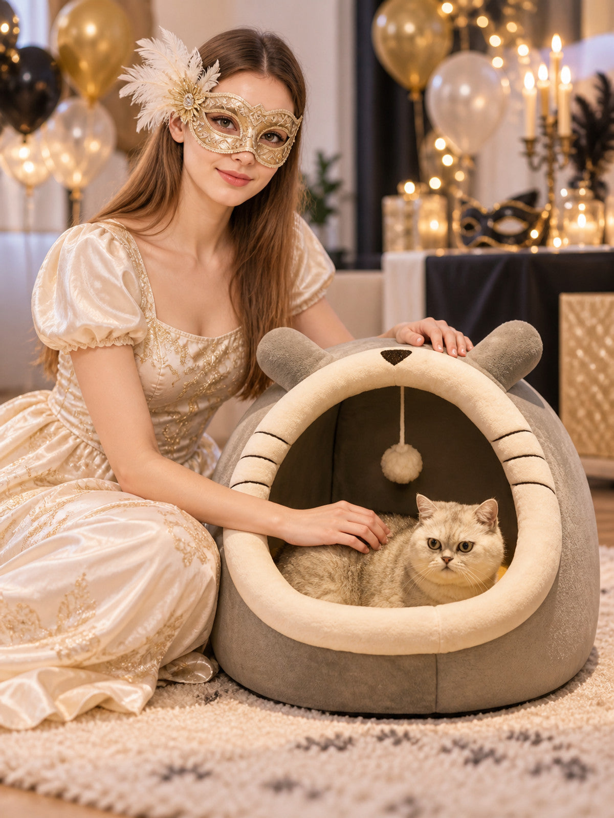 Enclosed House Bed for Cats and Small Dogs lifestyle view