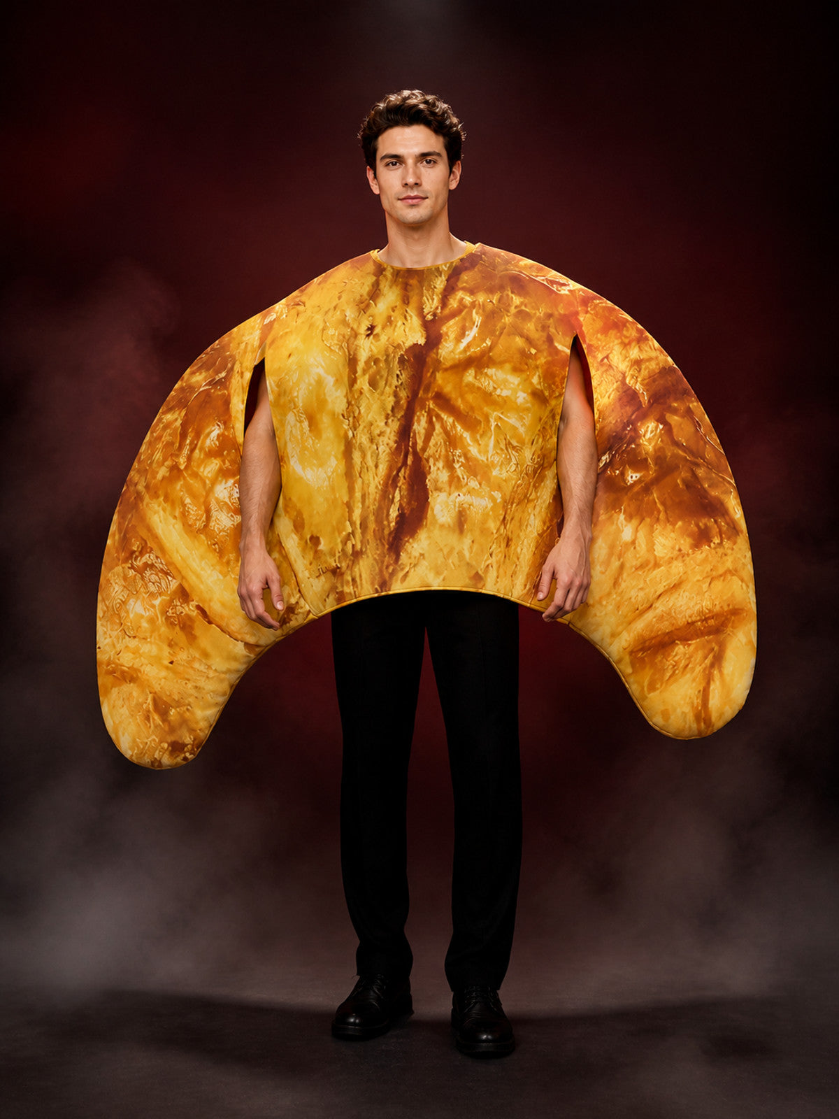 Adult Croissant Jumpsuit Costume, Funny Food Character Outfit for Halloween main product view