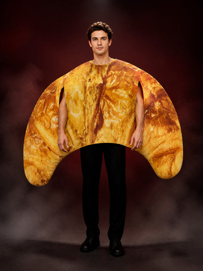 Adult Croissant Jumpsuit Costume, Funny Food Character Outfit for Halloween main product view