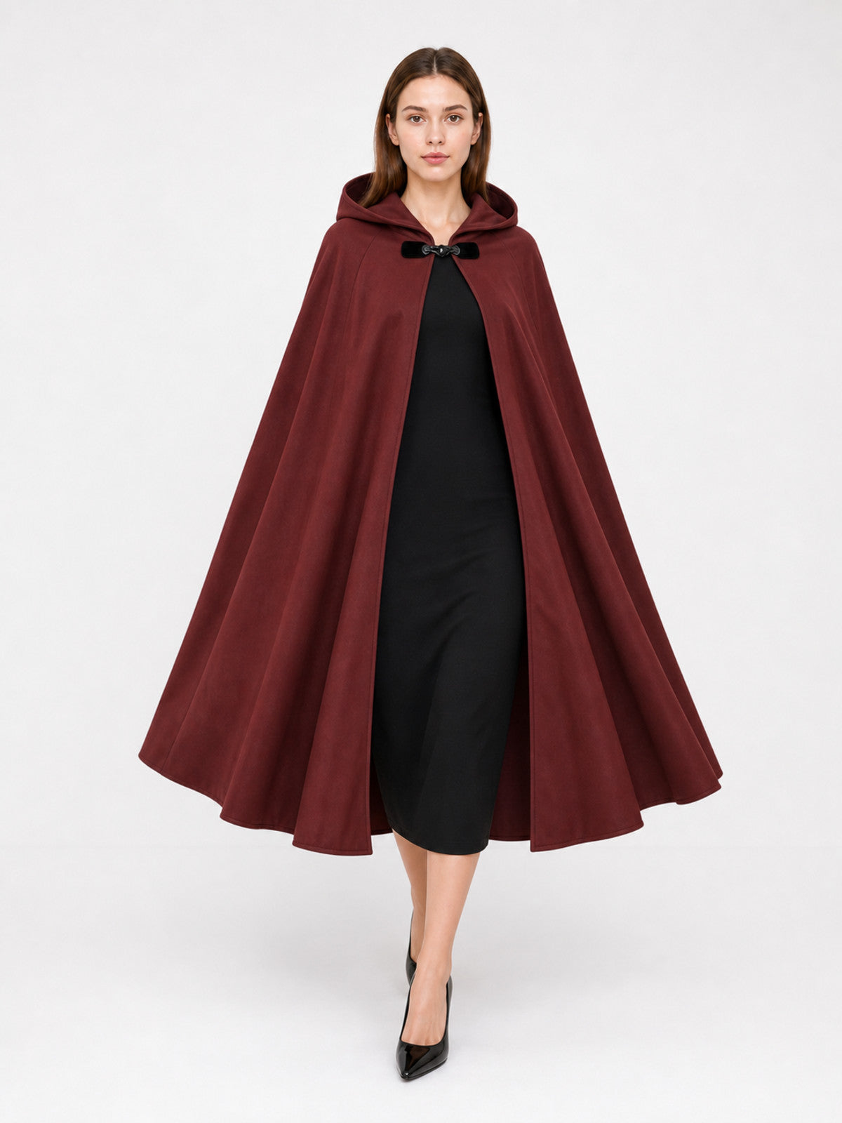 Burgundy Carnival Cloak with Hood for Cosplay
