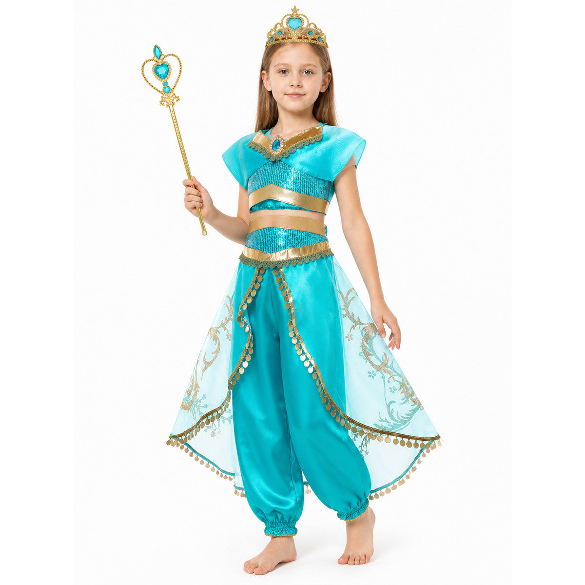 Princess Jasmine Costume for Girls with Crown and Staff Costume Headwear detail