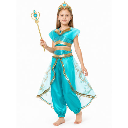 Princess Jasmine Costume for Girls with Crown and Staff Costume Headwear detail