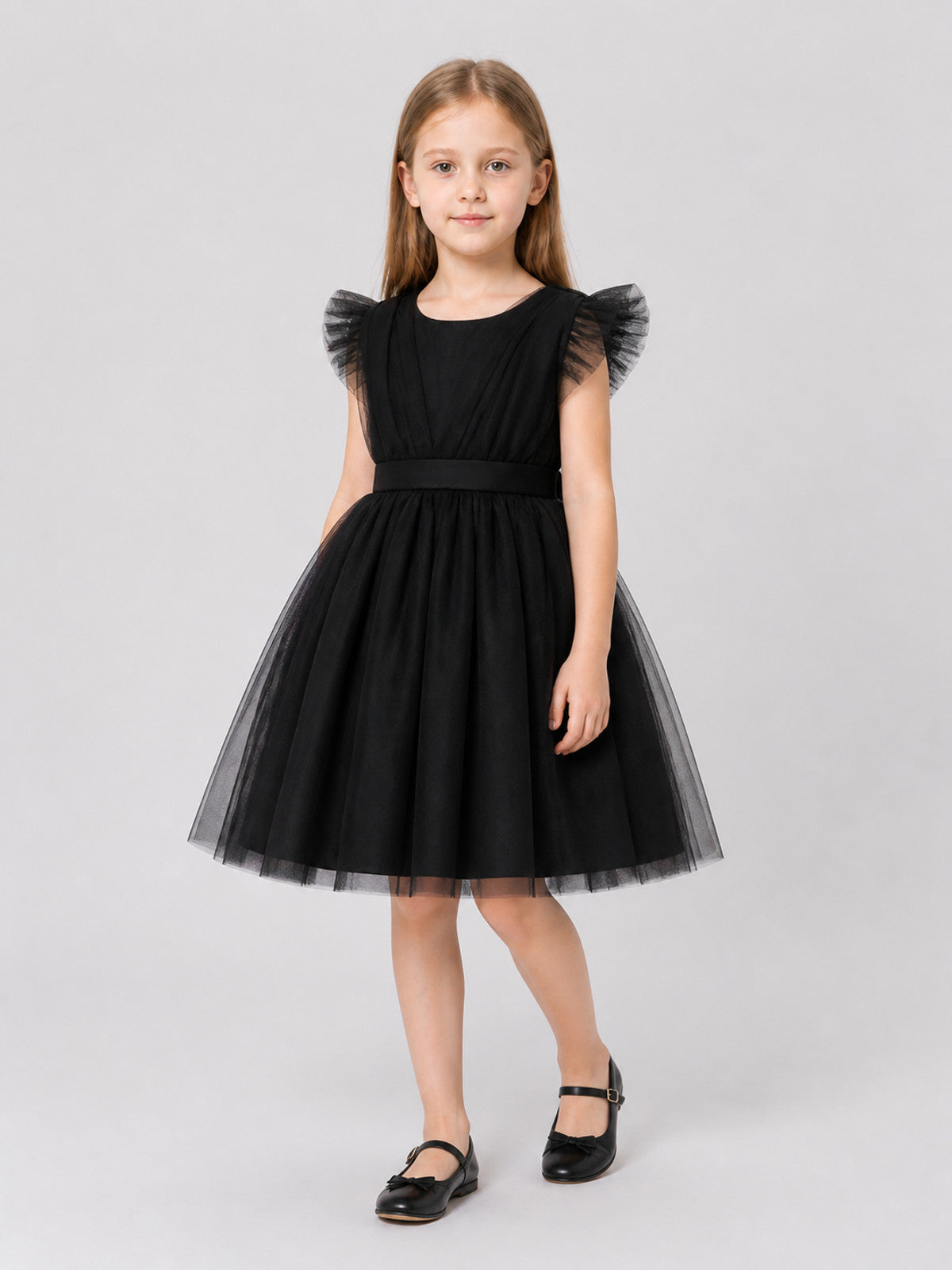 Party Dress with a Tulle Skirt and Flutter Sleeves Costume Dresses detail