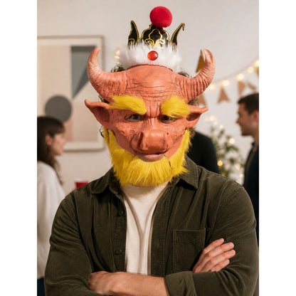 Red Carnival Mask with Horns for Cosplay lifestyle view