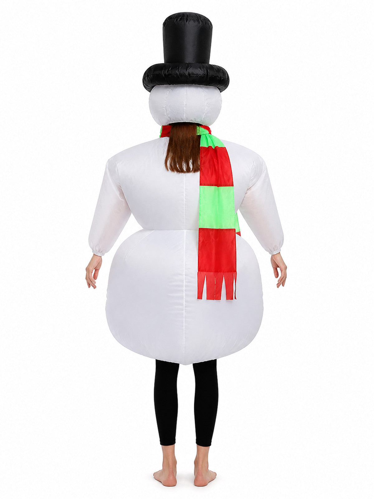 Inflatable Snowman Costume with Hat and Scarf back view