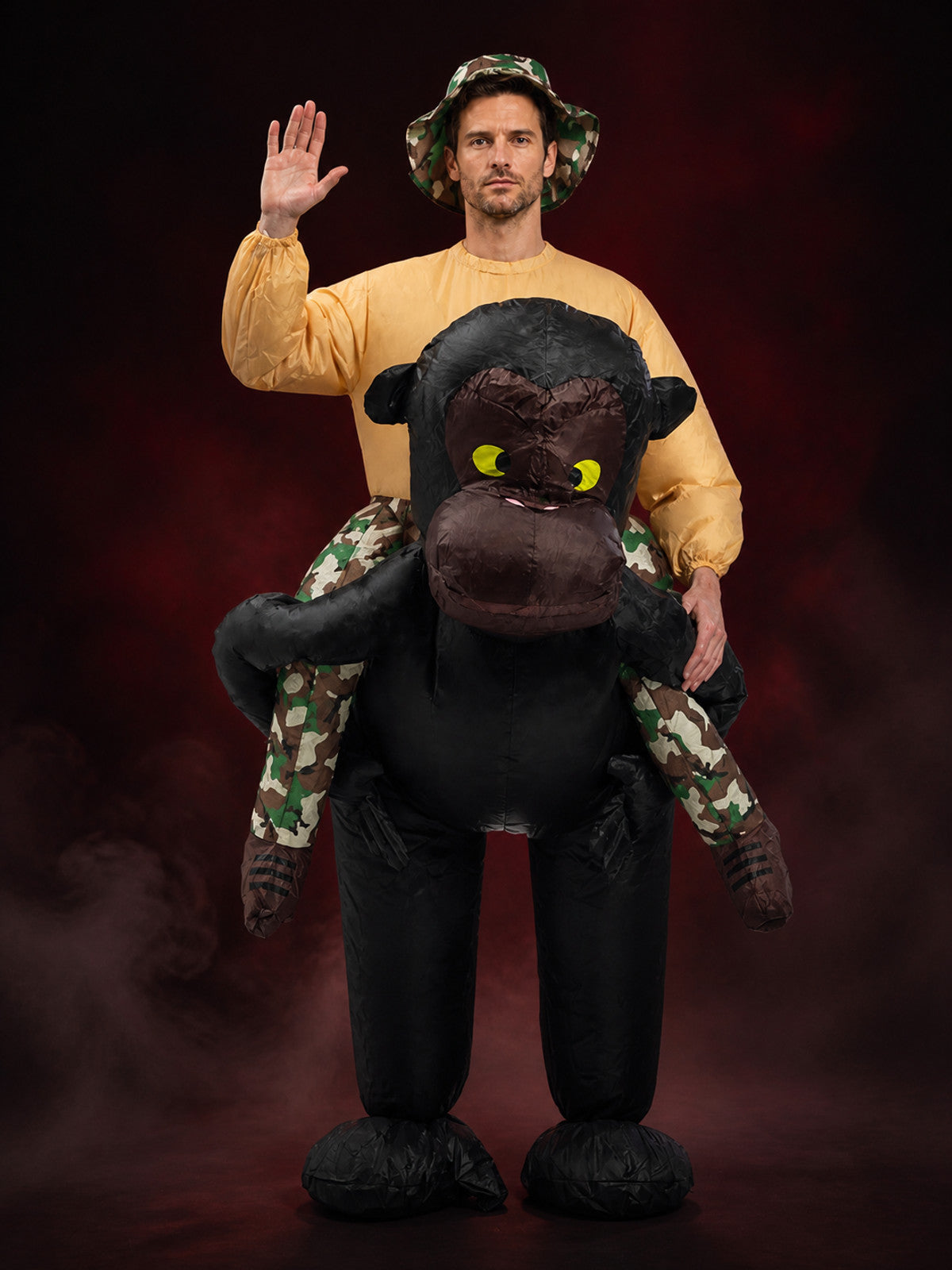 Unisex Gorilla Inflatable Costume with Camo Print, Funny Halloween Party Outfit main product view