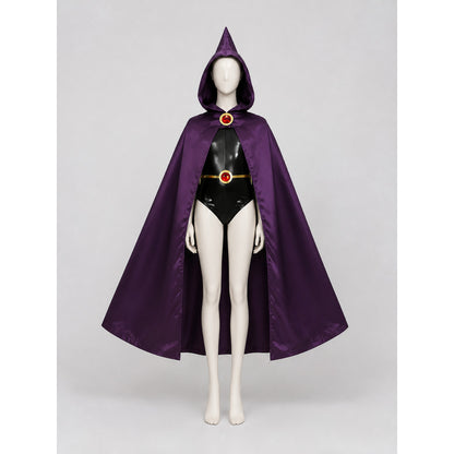 Raven Teen Titans Cosplay Costume with Cape on-model front view