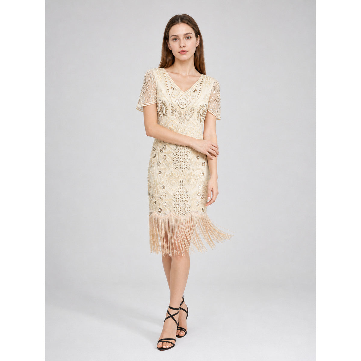 Retro-Style Sequin and Fringe Dress