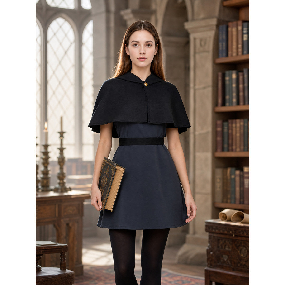 Amity Cosplay Dress with Capelet and Black Belt