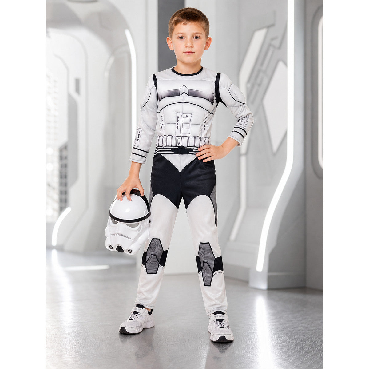 Kids Iron Man cosplay costume with mask lifestyle view