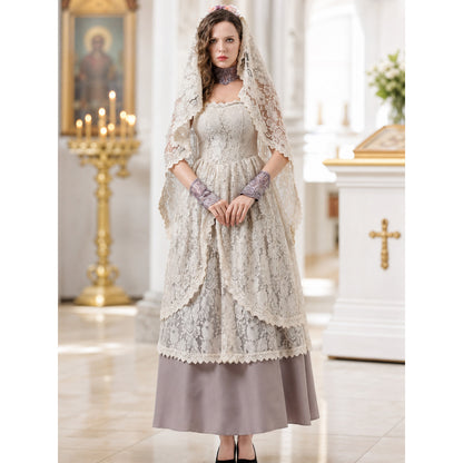 Death Cloak with Lace Cape and Dress for Halloween lifestyle view
