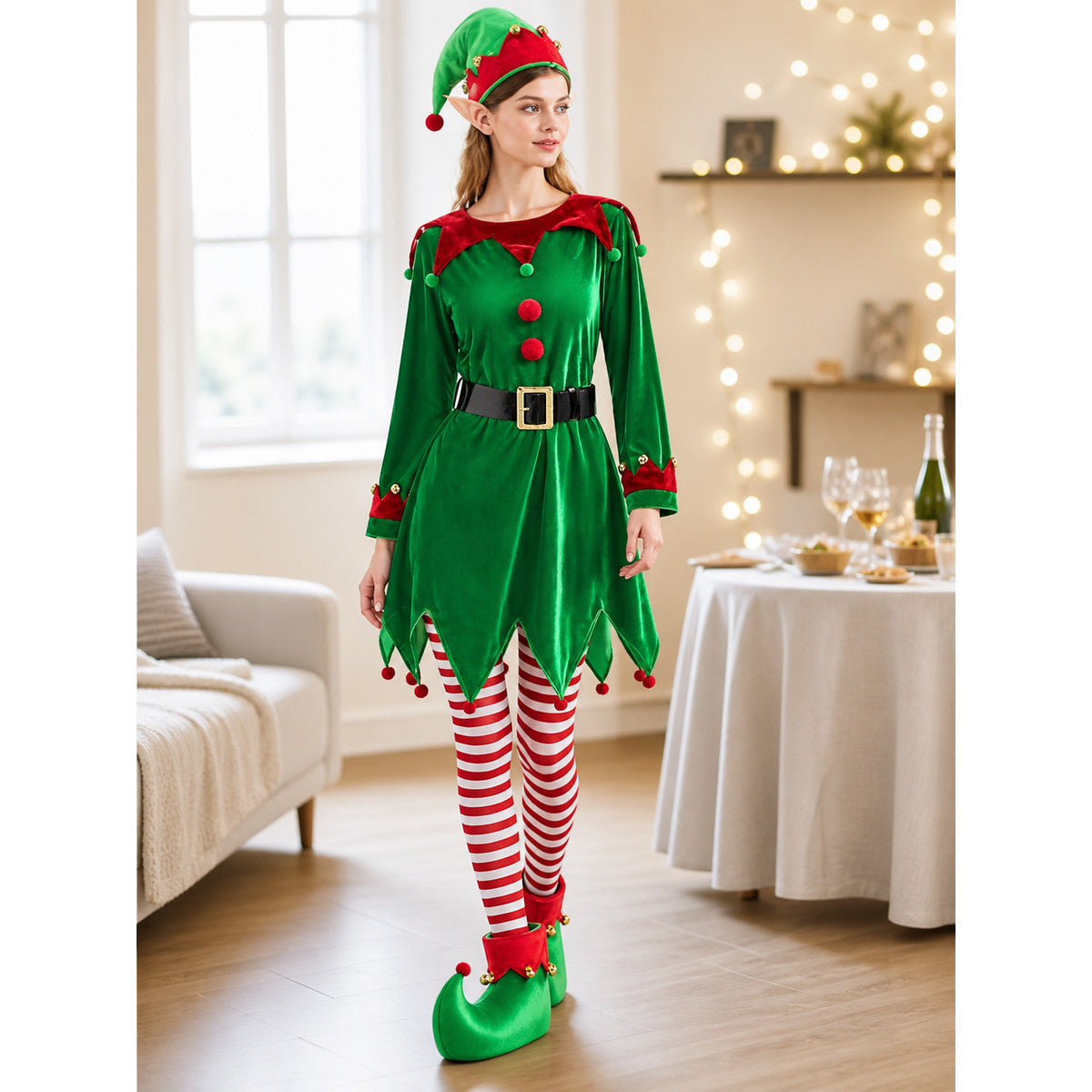 Christmas Elf Costume: Dress, Hat, Belt lifestyle