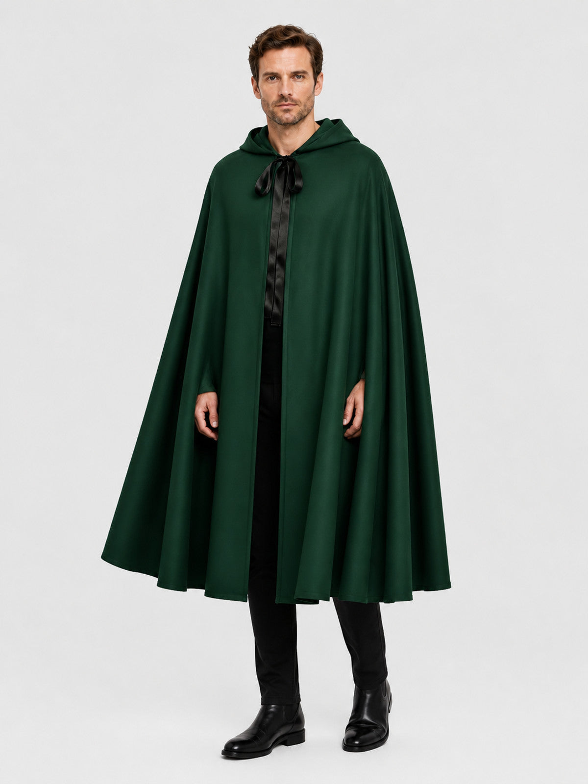 Medieval Hooded Cloak for Cosplay, Dark Green