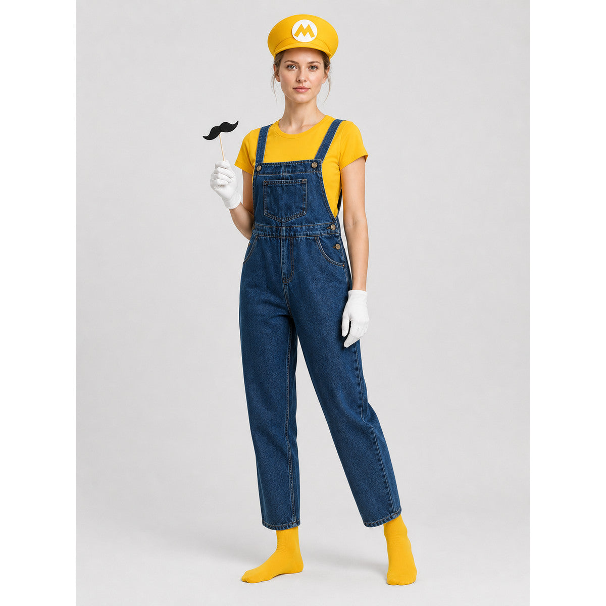 Mario Costume with T-Shirt and Denim Bib Overalls Costumes detail