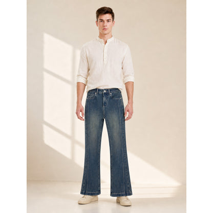 Wide-leg jeans with a faded effect lifestyle view