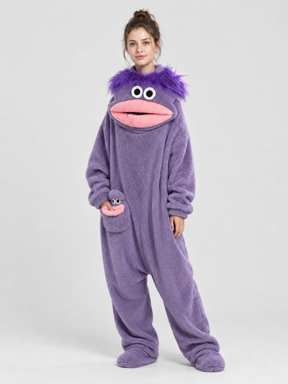 Purple Kigurumi Pajama with 3D Eyes and Mouth