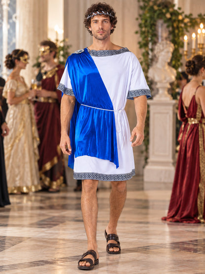 Ancient Roman Senator Costume with Blue Drape lifestyle view