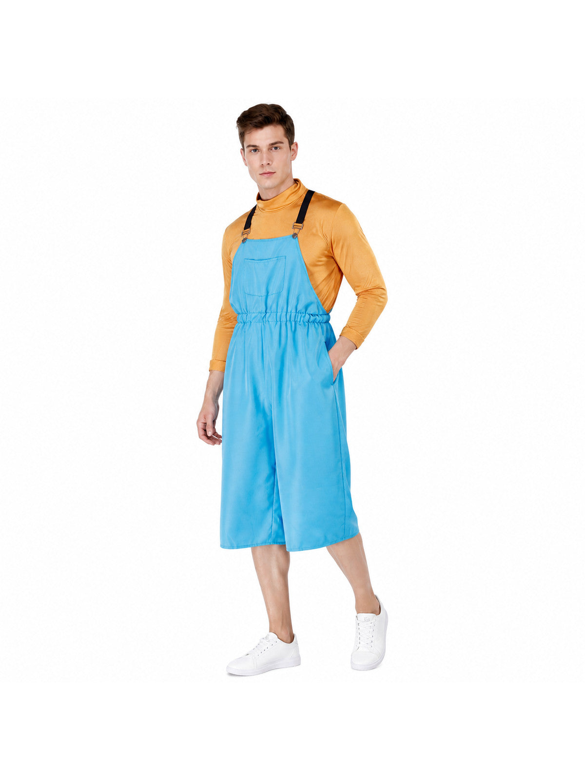Blue Bib Shorts Overalls with Chest Pocket product detail