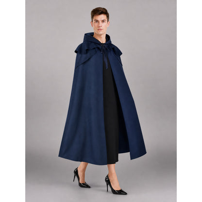 Blue Long Carnival Cloak with Hood