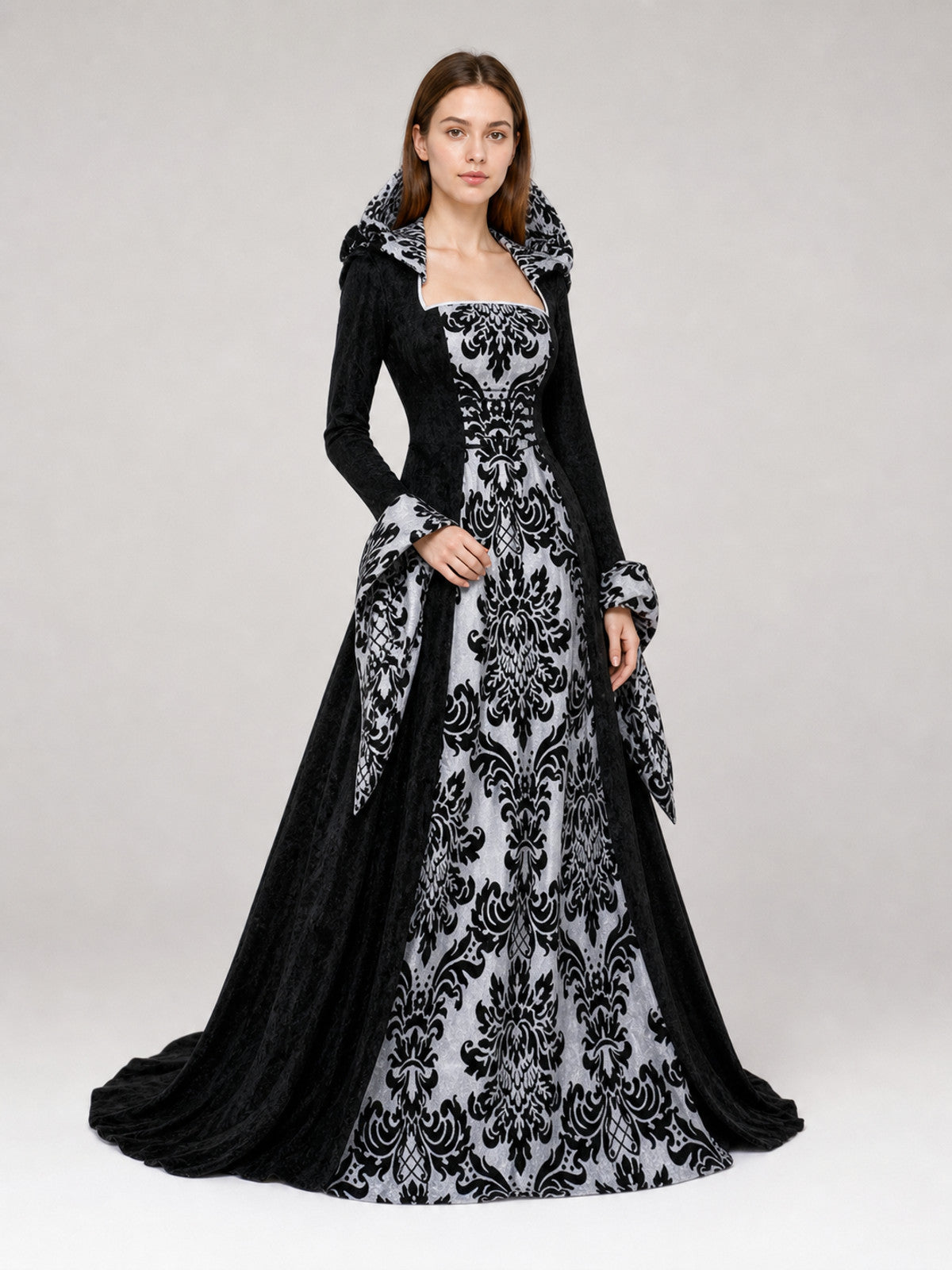 Gothic Victorian-Style Hooded Dress