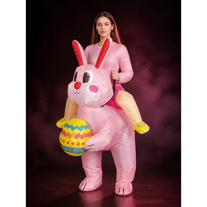 Adult Pink Inflatable Rabbit Costume, Bunny Cosplay Jumpsuit with Long Ears for main product view