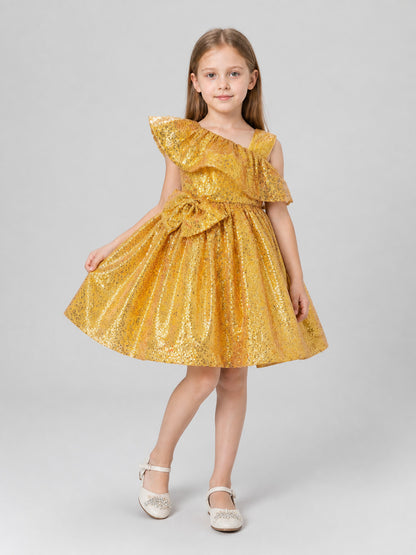 Gold Sequin Ball Gown for Girls for Weddings