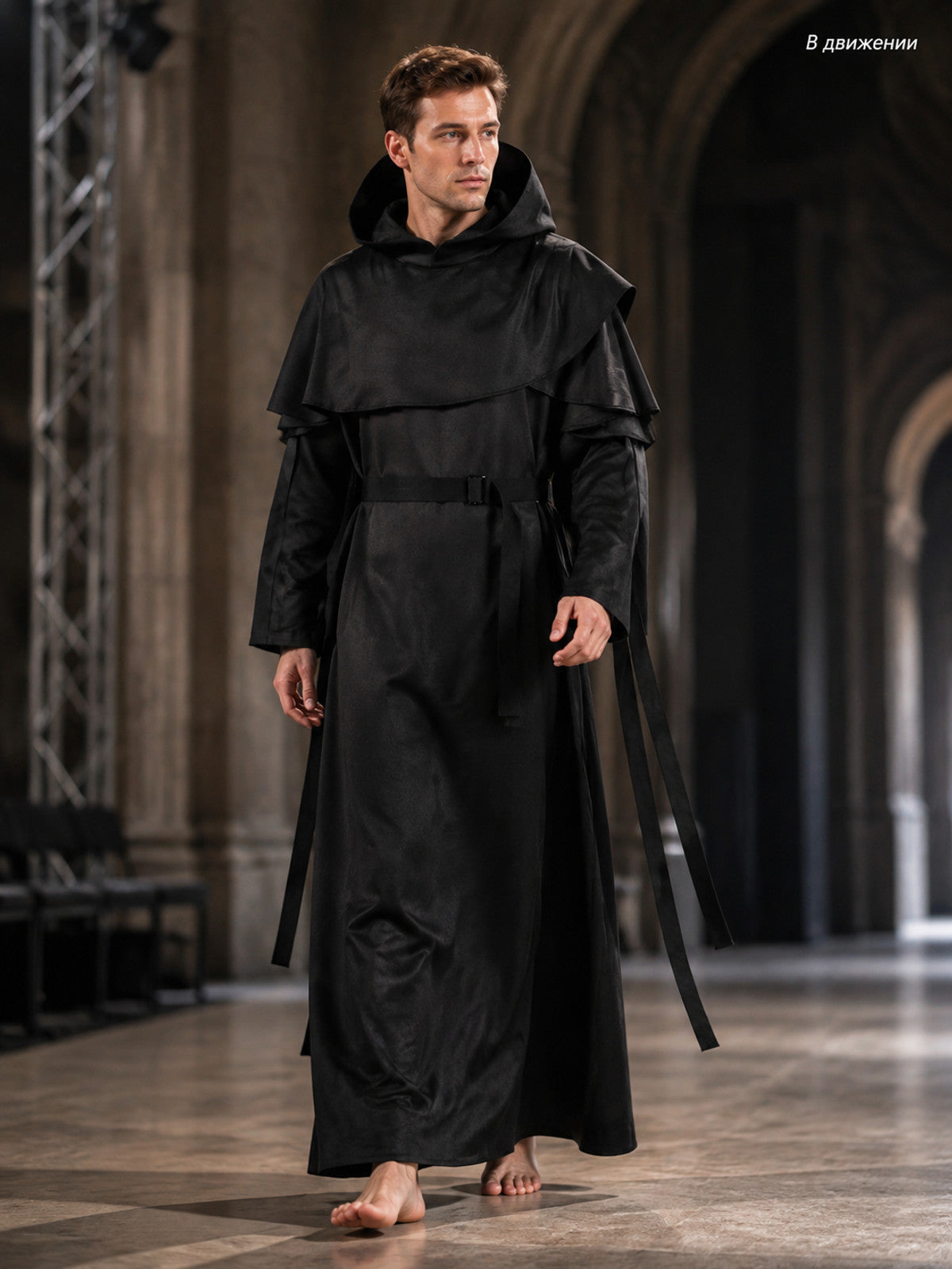 Gothic Hooded Nun Costume for Cosplay lifestyle view