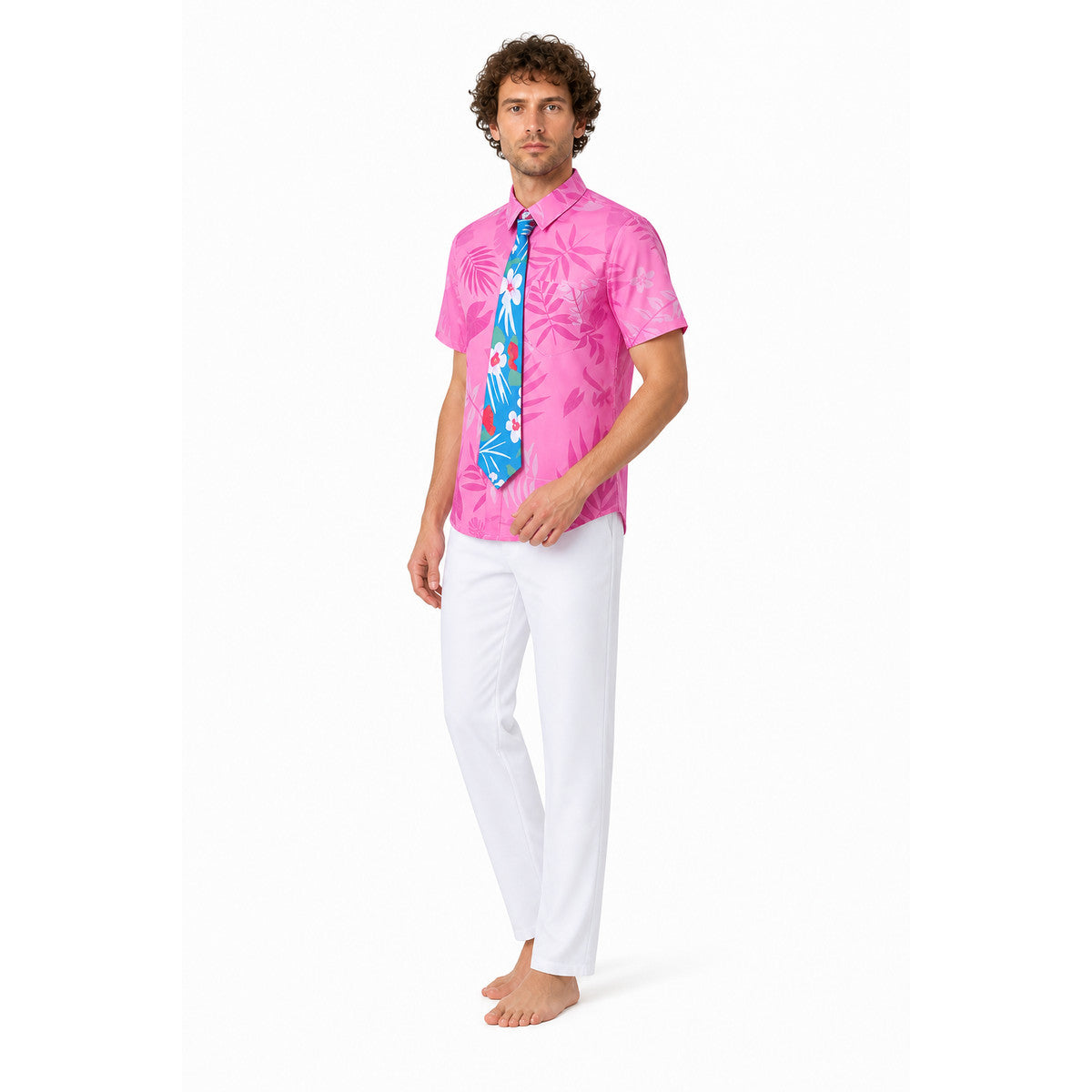 Children's costume: shirt, pants, tie, tropical print lifestyle
