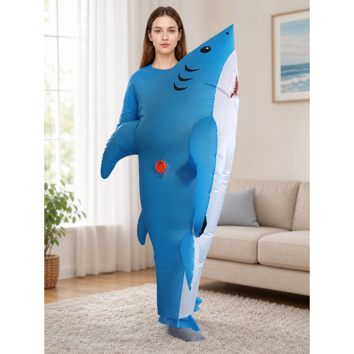 Blue Inflatable Shark Costume, One Size lifestyle view