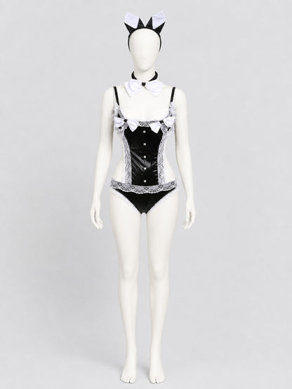 Lace Bunny Costume with Bodysuit and Ears for Cosplay side view
